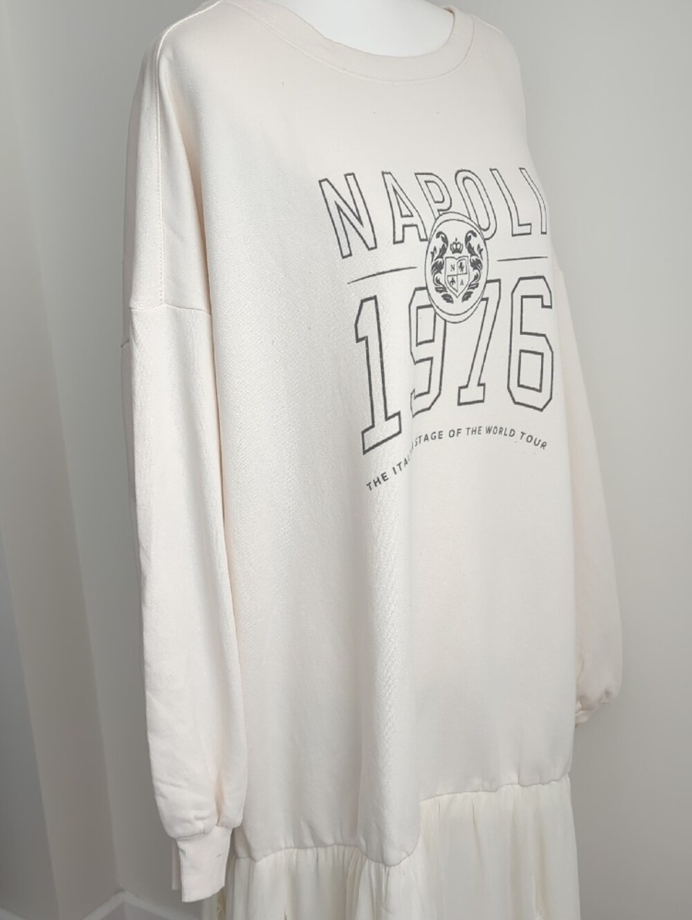 NWT Anthropologie Pilcro Sweatshirt Twofer Lace Mini Dress Napoli 1976 Cream 2X - Picture 9 of 14